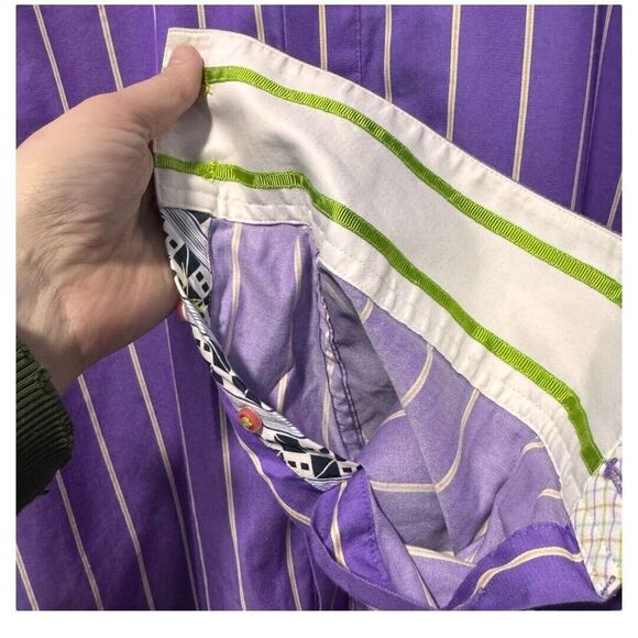 ROBERT GRAHAM mens size XL Embroidered Purple Cotton Long Sleeve Casual Shirt - Picture 4 of 4